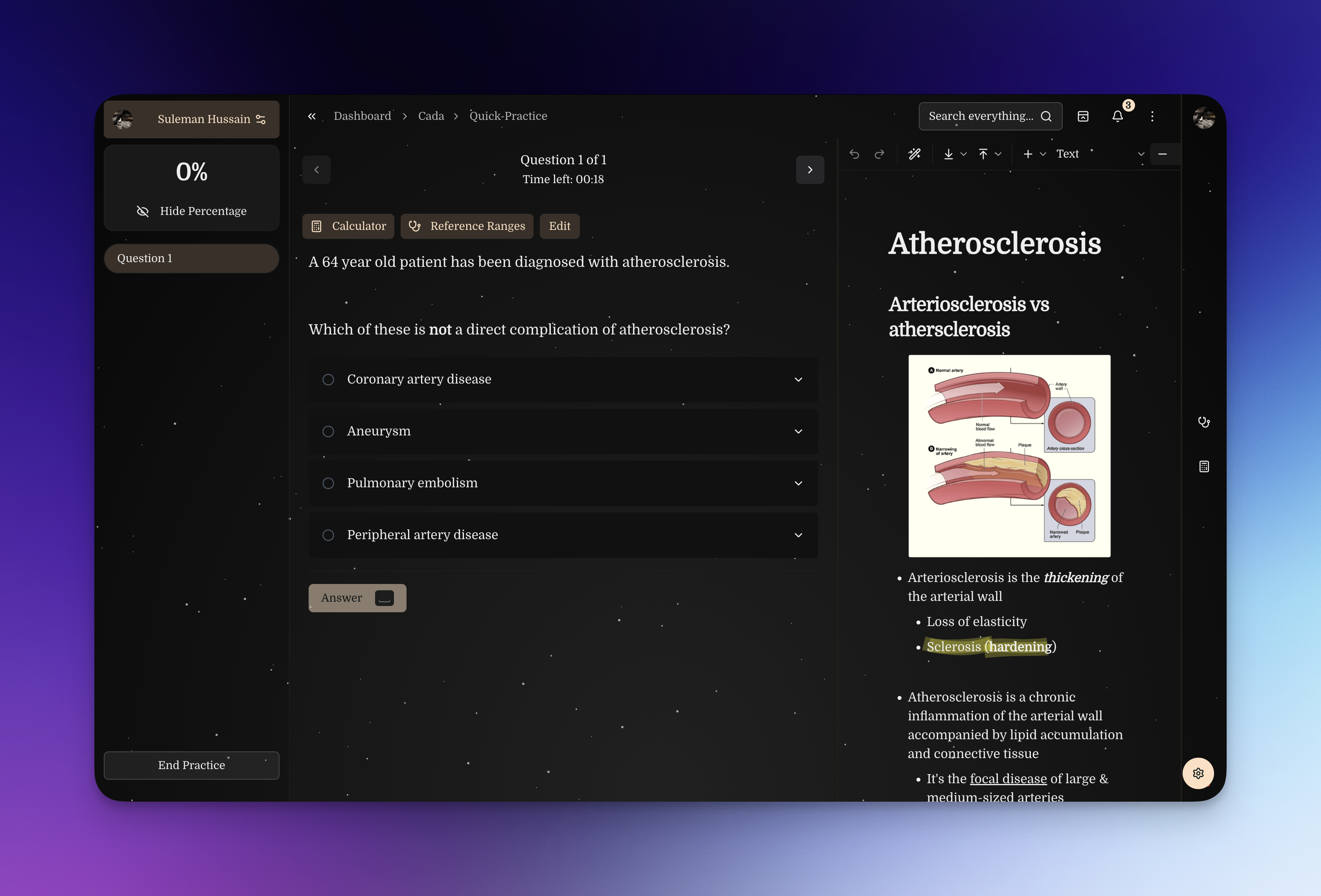 Cada questions with DoNoets split view